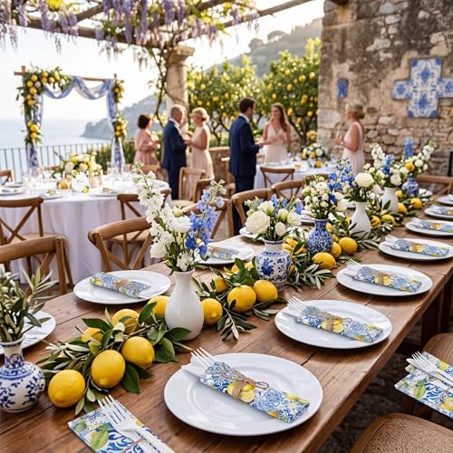 200 Pcs Capri Lemon Party Supplies for 50 Guests Disposable Set - Image 6