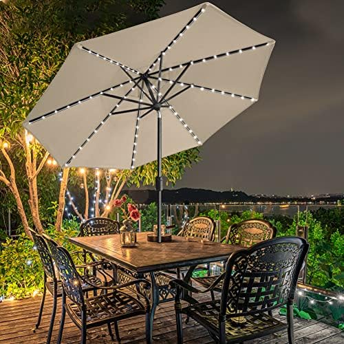 EliteShade USA 10-Year-Non-Fading 9ft Market Patio Umbrella, Commercial Grade Table Sun Umbrella with 80 Solar LED Lights, Crank Open, Windproof & UPF 50+ UV Protection for Garden, Deck, Pool, Backyard, Antique Beige - Image 4