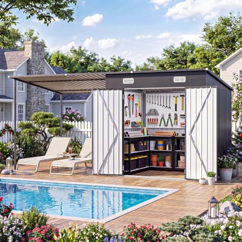 14x6FT Outdoor Lean to Shed & Hardtop Gazebo Combo - Image 3