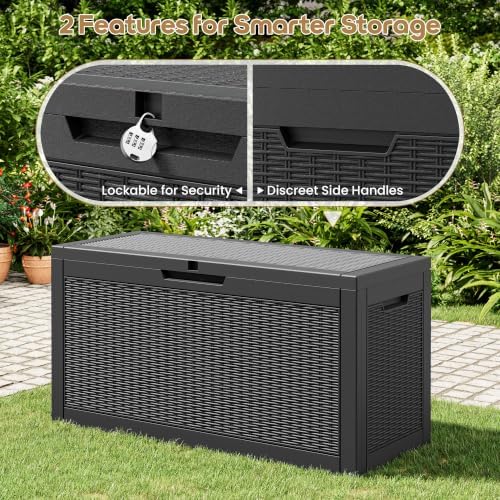 KAMABOKO 80 Gallon Outdoor Storage Box Waterproof Deck Box for Patio - Image 4