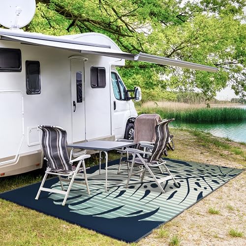 GENIMO Outdoor Rug, Waterproof Plastic Rugs for Patio, 6'x9' Sea Green - Image 5