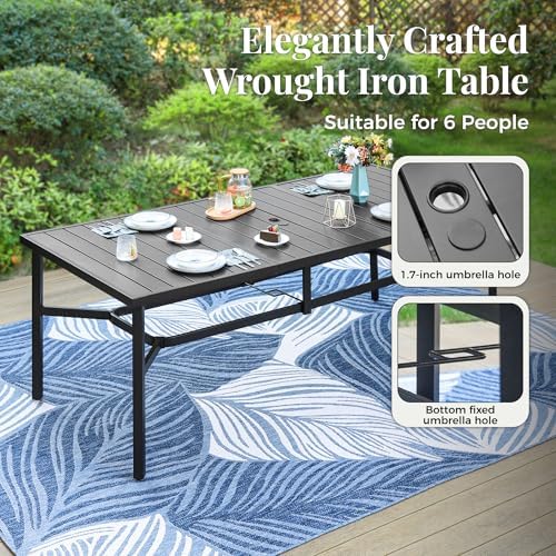 MIXPATIO 9pc Patio Dining Set, 83" Rectangular Table, Textilene Chairs - Image 6