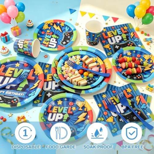 120Pcs Video Game Party Plates and Napkins Supplies for Birthday Serves 24 - Image 4