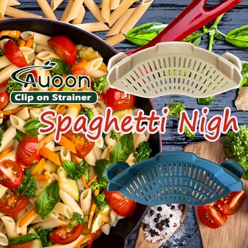 AUOON Pasta Strainer Clip on Silicone, Standard 8.86 x 3.55 in, MilkShake - Image 3