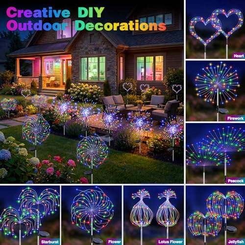 btfarm 1 Pack Solar Garden Lights Outdoor, 8 Modes Firework Lights Outside - Image 6