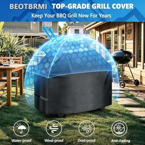 Grill Cover - 60 Inch Heavy Duty BBQ Gas Grill Cover for Outdoor Grill Waterproof Cover with Adjustable Straps Tear&Fade Resistant Protection for Weber, Char-Broil & 3–4 Burner Grills - Image 4