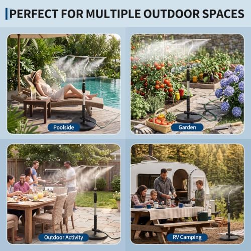 Standing Misters for Outside Patio with T-Bar 4 Nozzles & 10ft water hose - Image 6