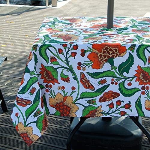EHouseHome Outdoor Indoor 60inch SquareTablecloth with Umbrella Hole and Zipper, Waterproof Zippered Patio Table Cloths, Spring/Summer Table Covers for Backyard Circular Table/BBQs/Picnic - Image 3