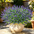 24 Bundles Faux Outdoor Plants, UV Resistant Artificial Fake Lavender Flowers with Monkey Grass for Outdoors, Realistic Faux Lavender Greenery Shrubs for Porch Yard Garden Window Box Home Decor by TrueGloArtficialGreenery