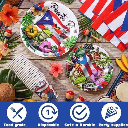 Suclain 150 Pcs Puerto Rico Party Tablewear, Puerto Rico Party Supplies - Image 4