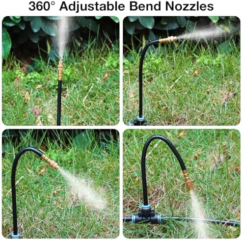 MIXC 1/4" Drip Irrigation System, Adjustable Copper Nozzles (7.8ft Rod Length, 12pcs nozzles and connectors,NO Water Pipe) - Image 2