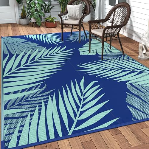 GENIMO Outdoor Rug, Waterproof Plastic Rugs for Patio, 6'x9' Navy Green by GENIMO