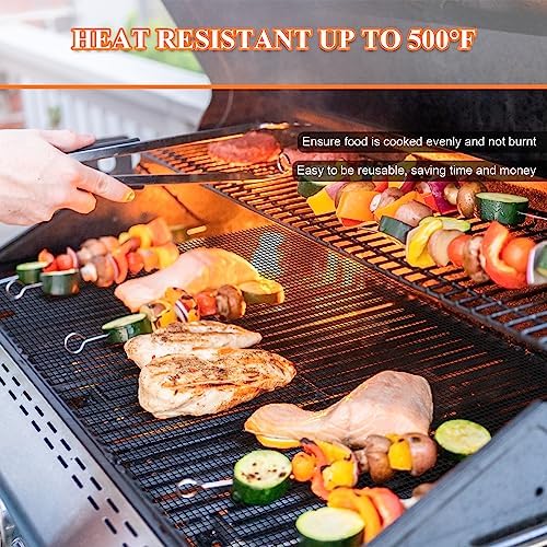 Grill Mesh Mat Set 5, Non Stick BBQ Grill Mats, Heavy Duty, Reusable - Image 6