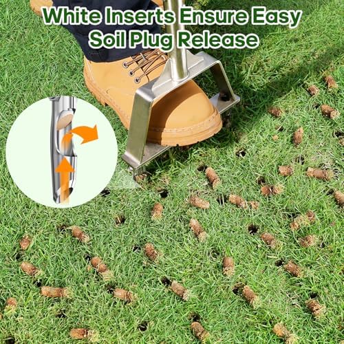 Manual Lawn Core Aerator for Compacted Soil with Non-Clogging Hollow Tines - Image 2