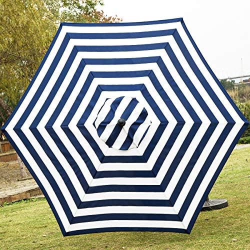 Sunnyglade 7.5' Patio Umbrella Outdoor Tilt Umbrella Blue/White Stripe - Image 4