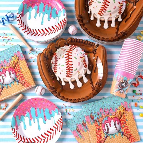 Suclain 150 Pcs Ice Cream Drip Baseball Tablewear, Baseball Party Supplies - Image 5