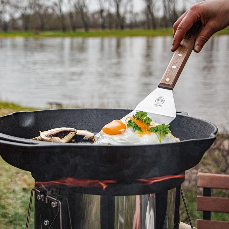 Petromax Cast Iron Fire Skillet for Kitchen or Camping, Pre-Seasoned Cookware for Campfire or Home Oven and Stove, Conducts Heat Evenly, Side Handles, 14" - Image 2