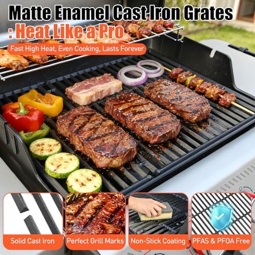17.5" Grill Grates for Weber Spirit 300/400 & GS4 Spirit II 300 Series, Spirit E/S-310 E/S-320 E/S-330 E425 E435, Genesis Silver/Gold B & C, Spirit 700,Cast Iron Grill Parts for Weber Spirit 7638 7639 - Image 4