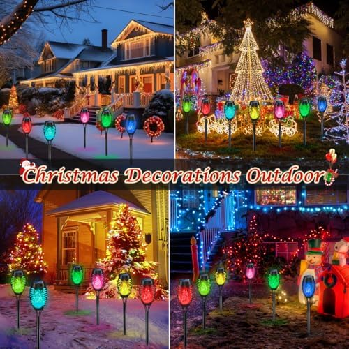 Christmas Decorations Outdoor, Multicolor Flickering Solar Christmas Lights - Image 2