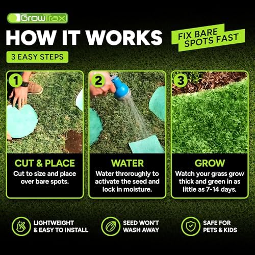 Growtrax Biodegradable Grass Seed Mat - 100 Sq Ft Year Round Green - Image 5