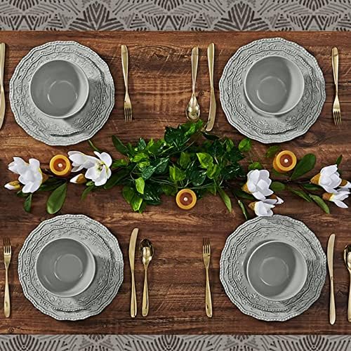 TP 12-Piece Melamine Dinnerware Sets, Service for 4, Relief Grey - Image 6