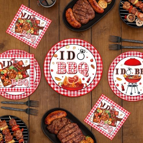 Gameza I Do BBQ Decorations - 96PCS I Do BBQ Party Plates Napkins and Forks Disposable Tableware Set, Barbeque Summer Engagement Bridal Shower Wedding Party Supplies Decor Serve 24 - Image 5