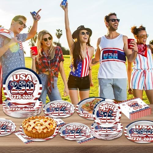 180Pcs 4th of July paper Plates and Napkins Party Supplies,Serve 60 - Image 6