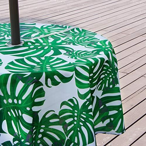 EHouseHome Outdoor and Indoor 60inch Round Tablecloth with Umbrella Hole and Zipper, Waterproof Zippered Patio Cloths, Spring/Summer Table Covers for Backyard Circular Table/BBQs/Picnic - Image 4