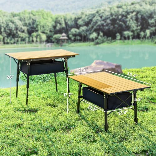 Outsunny 3ft Portable Camping Table Storage Bag Aluminum Lightweight Brown - Image 3