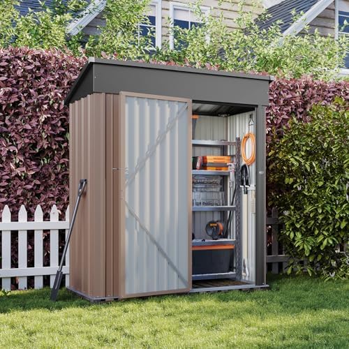 Aoxun 5x2.7 FT Shed Outdoor Storage Shed Brown by Aoxun