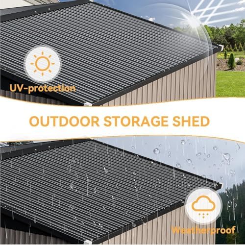 Aoxun 10 x 8FT Outdoor Storage Shed with Double Hinged Door, Brown - Image 5