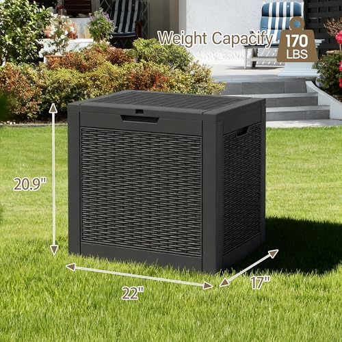 Outdoor Storage Waterproof Deck Box for Patio (30 Gallon, Black) - Image 2