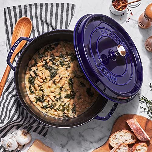Staub Cast Iron 7-qt Round Cocotte - Dark Blue, Made in France - Image 4