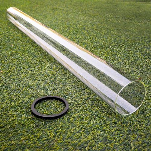 Patio Heater Glass Tube Replacement,49.5" Tall 4" Diameter with Silicone Connecting Ring Compatible with Four-Sided Pyramid Flame Outdoor Heater, Glass Tube Patio Heater for Hiland, Fire Sense by REEPLAR