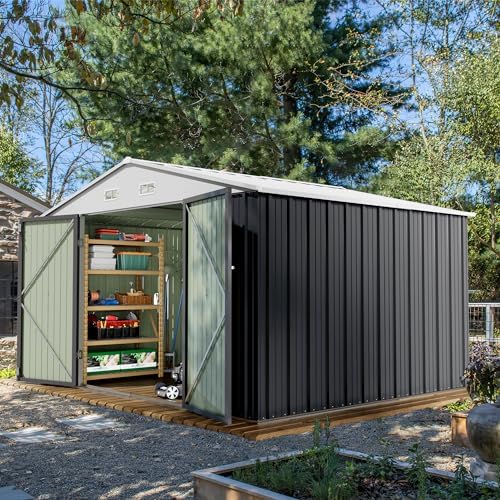 Devoko 10x8 FT Outdoor Storage Shed, Gray by DEVOKO