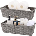Onlytak 2-Pack Plastic Wicker Toilet Paper Baskets, Grey 15.75"x6.75"x4.75" by onlytak