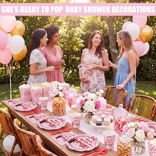 Zubebe 175 Pcs Shes Ready to Pop Baby Shower Party Supplies Serves 25 - Image 3