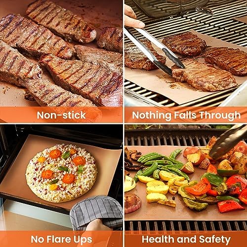 Dailyart Copper Grill Mats for Outdoor Grill 5 Pack 15.75 x 13 In, Black - Image 3