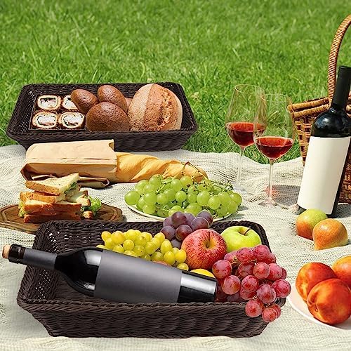 5 PCS 13.8x9.8 Inch Wicker Bread Basket, Woven Serving Basket, Tabletop Food Serving Basket for Restaurant, Bakery, Family Party, Hotel Serving, Fruits, Vegetables and Snacks, coffee - Image 6