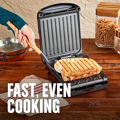 George Foreman Compact 2-Serving Electric Indoor Grill and Panini Press for 1–2 People, Classic Plates, Black - Image 5
