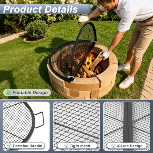 30 Inch Round Folding Fire Pit Grill Grate for Outdoor Campfire, Gathering - Image 4