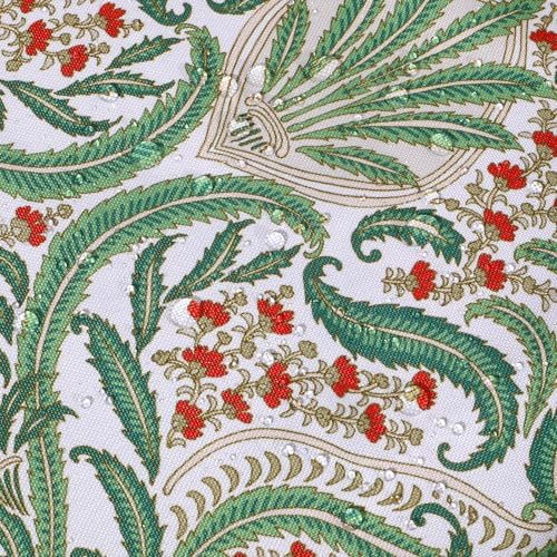 SUQ I OME Outdoor Tablecloth, Green Damascus Pattern, 60'' Round with Zipper - Image 6