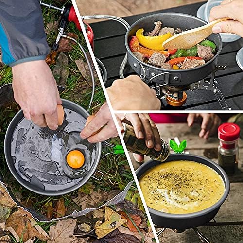XhuangTech 10PCS Camping Cookware Mess Kit,Camping Pot and Pan Set with Kettle,Lightweight Portable Camping Cooking Set for Hiking,Backpacking,Outdoor and Picnic - Image 7