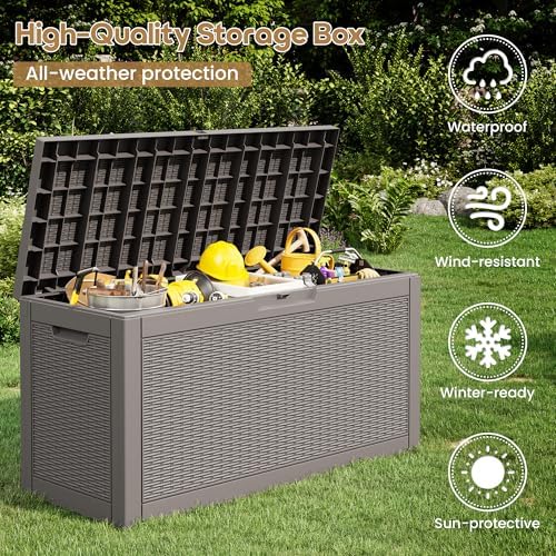 KAMABOKO 80 Gallon Outdoor Storage Box Waterproof Deck Box for Patio - Image 3