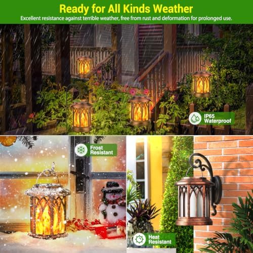 KOOPER 4 Pack Solar Lantern Outdoor Lights, Upgraded Flickering Flame Solar Lanterns Lights Outdoor Waterproof, Hanging Lantern Decorative, Solar Powered Lanterns for Yard Patio Garden Decor (Copper) - Image 3