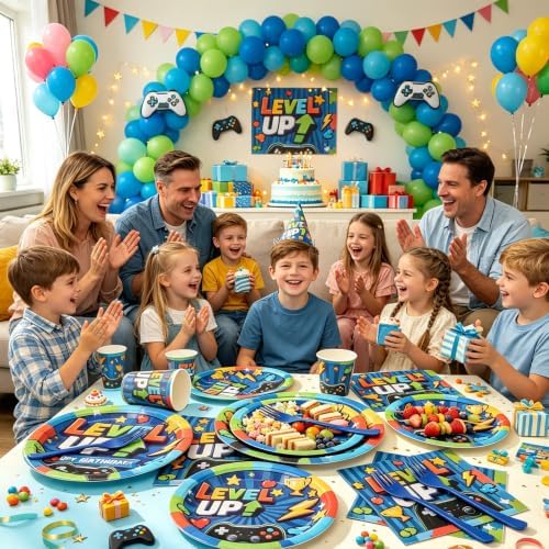 120Pcs Video Game Party Plates and Napkins Supplies for Birthday Serves 24 - Image 6