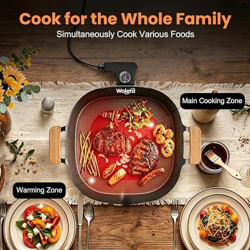Smokeless Electric BBQ Grill, Wood Handles, Adjustable Temp - Image 5