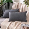MIULEE Decorative Outdoor Pillow Covers Lumbar Waterproof 12x20 Dark Grey by MIULEE