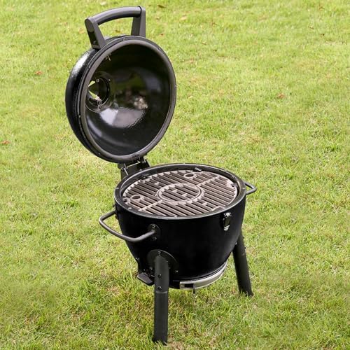 Char-Griller AKORN Jr. Portable Kamado Charcoal Grill and Smoker, Triple-Wall Insulated Steel with Cast Iron Grates and Locking Lid, 155 Sq. In. Cooking Area, Black - Image 5