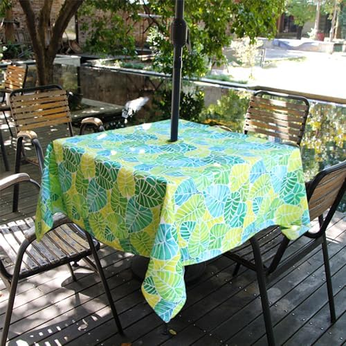 EHouseHome Outdoor and Indoor 60x60 inch Tablecloth with Umbrella Hole and Zipper, Waterproof Zippered Patio Cloths, Spring/Summer Table Covers for Backyard Circular Table/BBQs/Picnic - Image 2